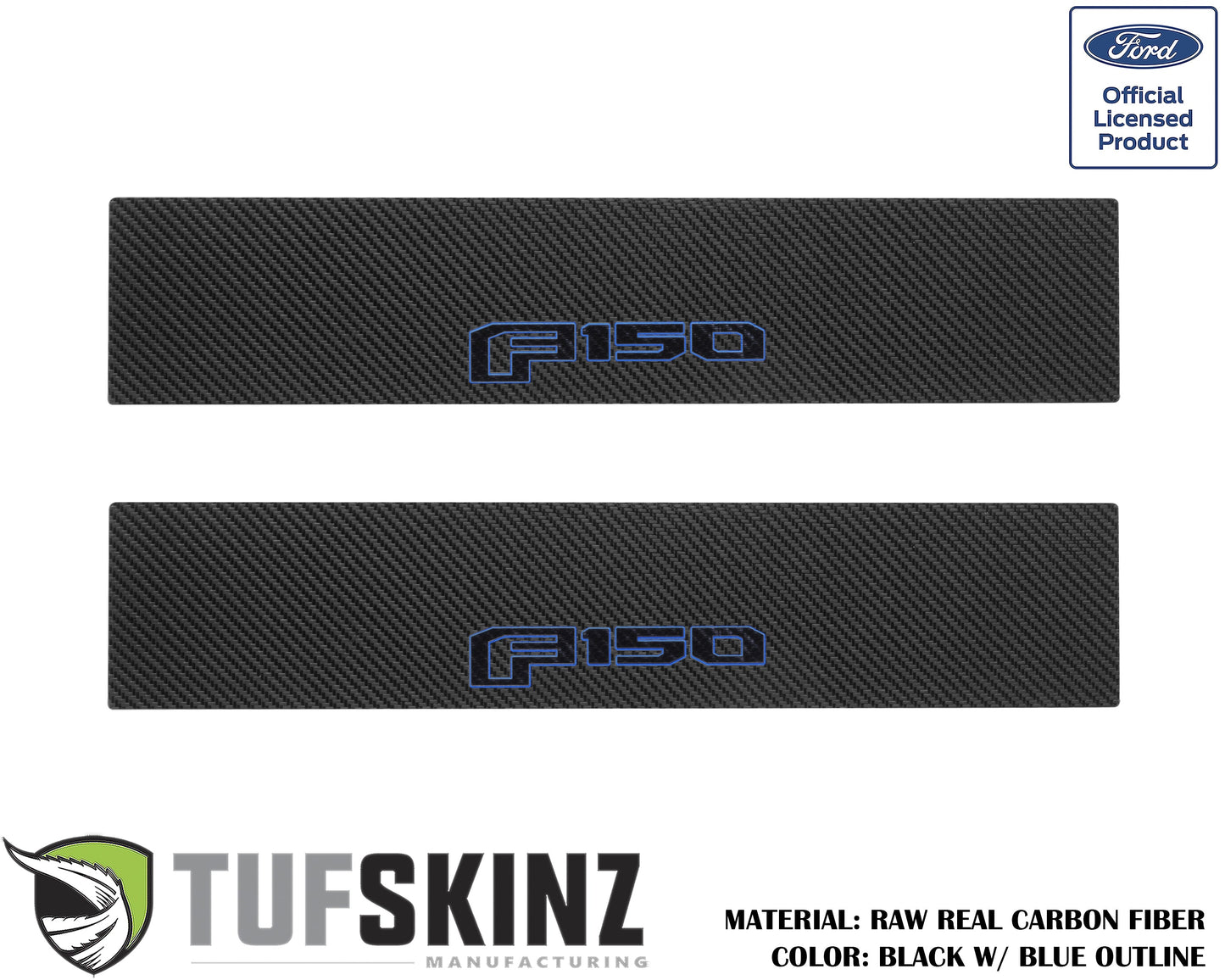 Door Sill Protection Overlays (Real Carbon Fiber) Fits 2015-2020 Ford F-150 by Tufskinz.com