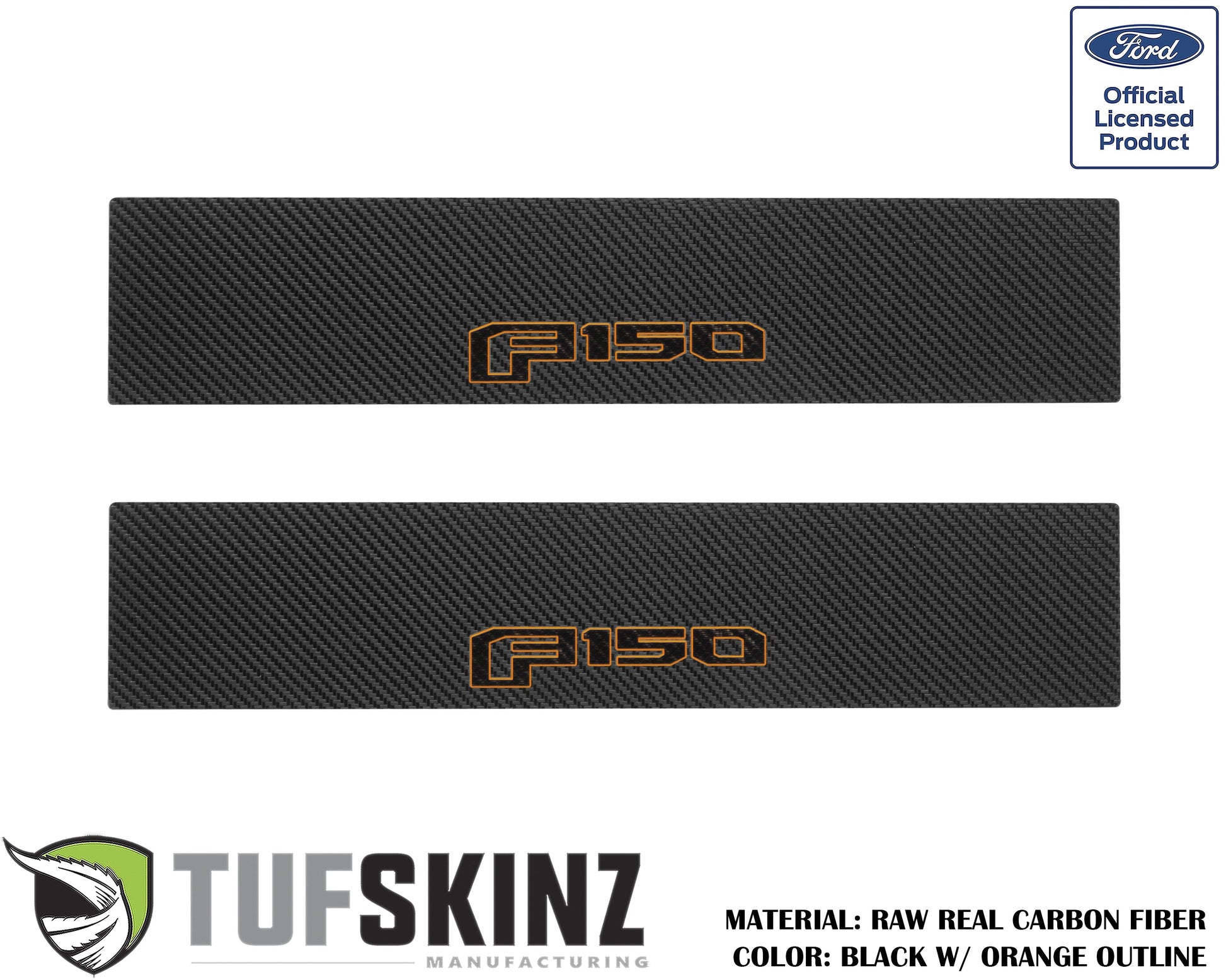 Door Sill Protection Overlays (Real Carbon Fiber) Fits 2015-2020 Ford F-150 by Tufskinz.com