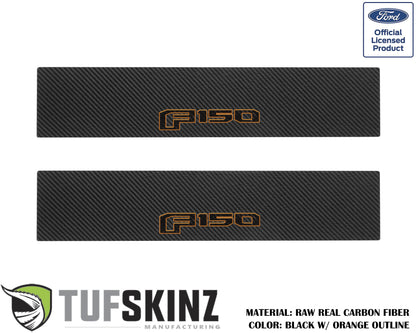 Door Sill Protection Overlays (Real Carbon Fiber) Fits 2015-2020 Ford F-150 by Tufskinz.com