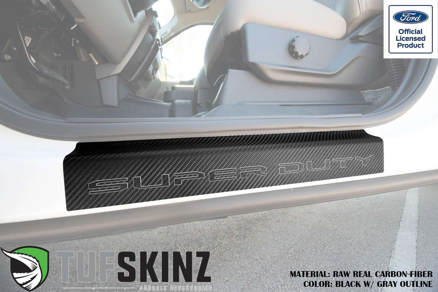 Door Sill Protection Overlays (Real Carbon Fiber) Fits 2017-2020 Ford Super Duty by Tufskinz.com