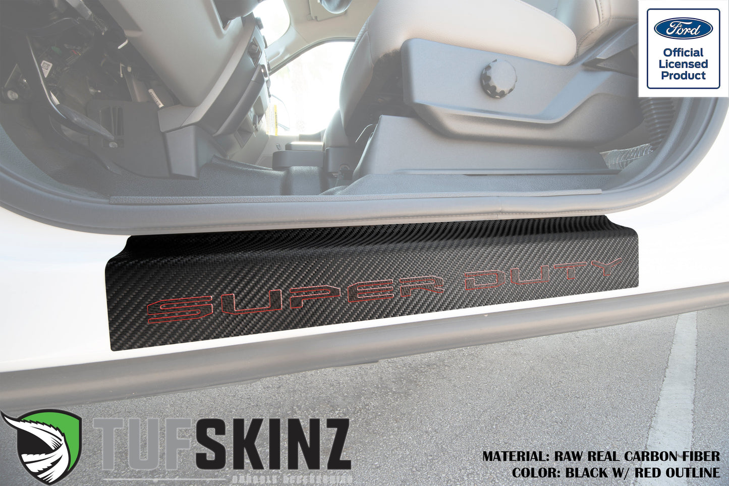 Door Sill Protection Overlays (Real Carbon Fiber) Fits 2017-2020 Ford Super Duty by Tufskinz.com