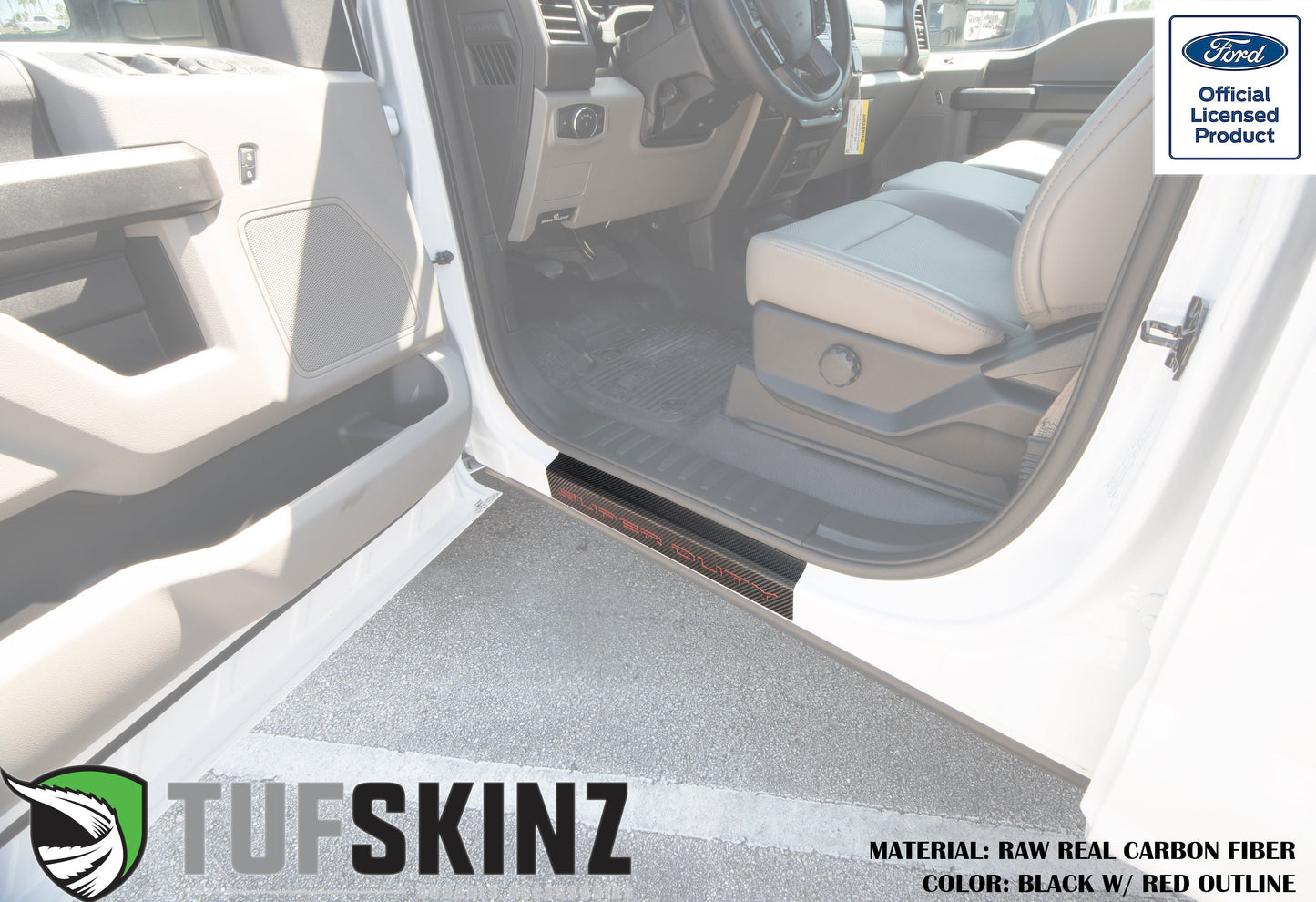 Door Sill Protection Overlays (Real Carbon Fiber) Fits 2017-2020 Ford Super Duty by Tufskinz.com
