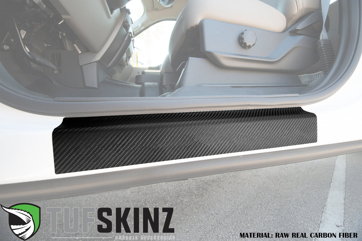 Door Sill Protection Overlays (Real Carbon Fiber) Fits 2015-2020 Ford F-150 by Tufskinz.com