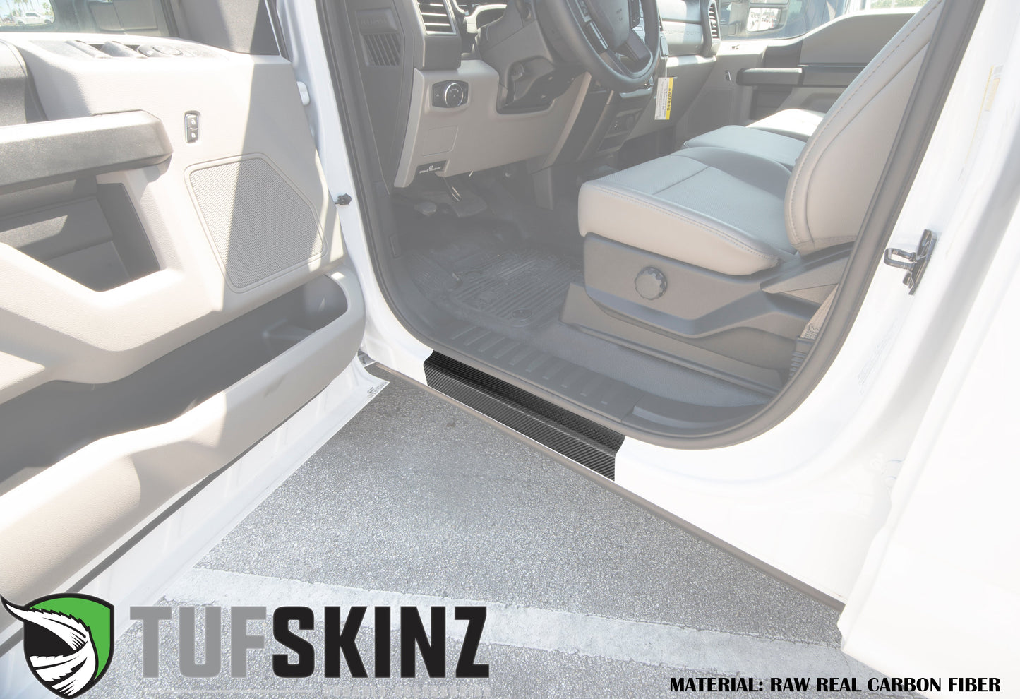 Door Sill Protection Overlays (Real Carbon Fiber) Fits 2017-2020 Ford Super Duty by Tufskinz.com