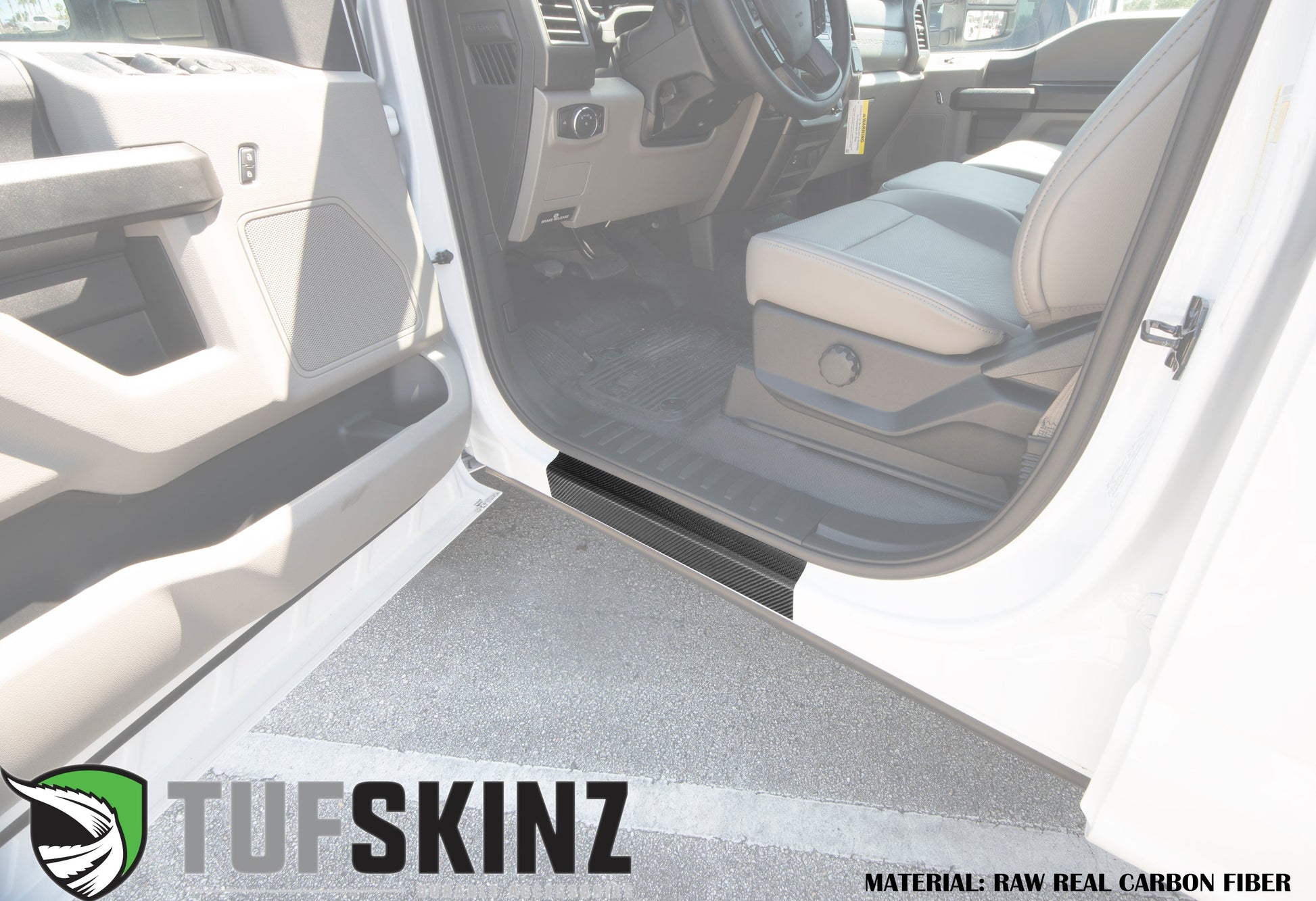Door Sill Protection Overlays (Real Carbon Fiber) Fits 2017-2020 Ford Super Duty by Tufskinz.com