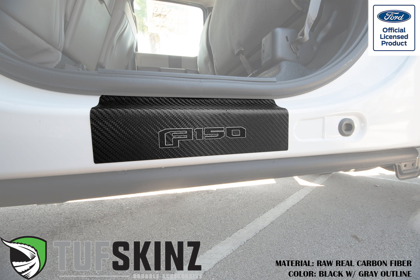 Door Sill Protection Overlays (Real Carbon Fiber) Fits 2015-2020 Ford F-150 by Tufskinz.com