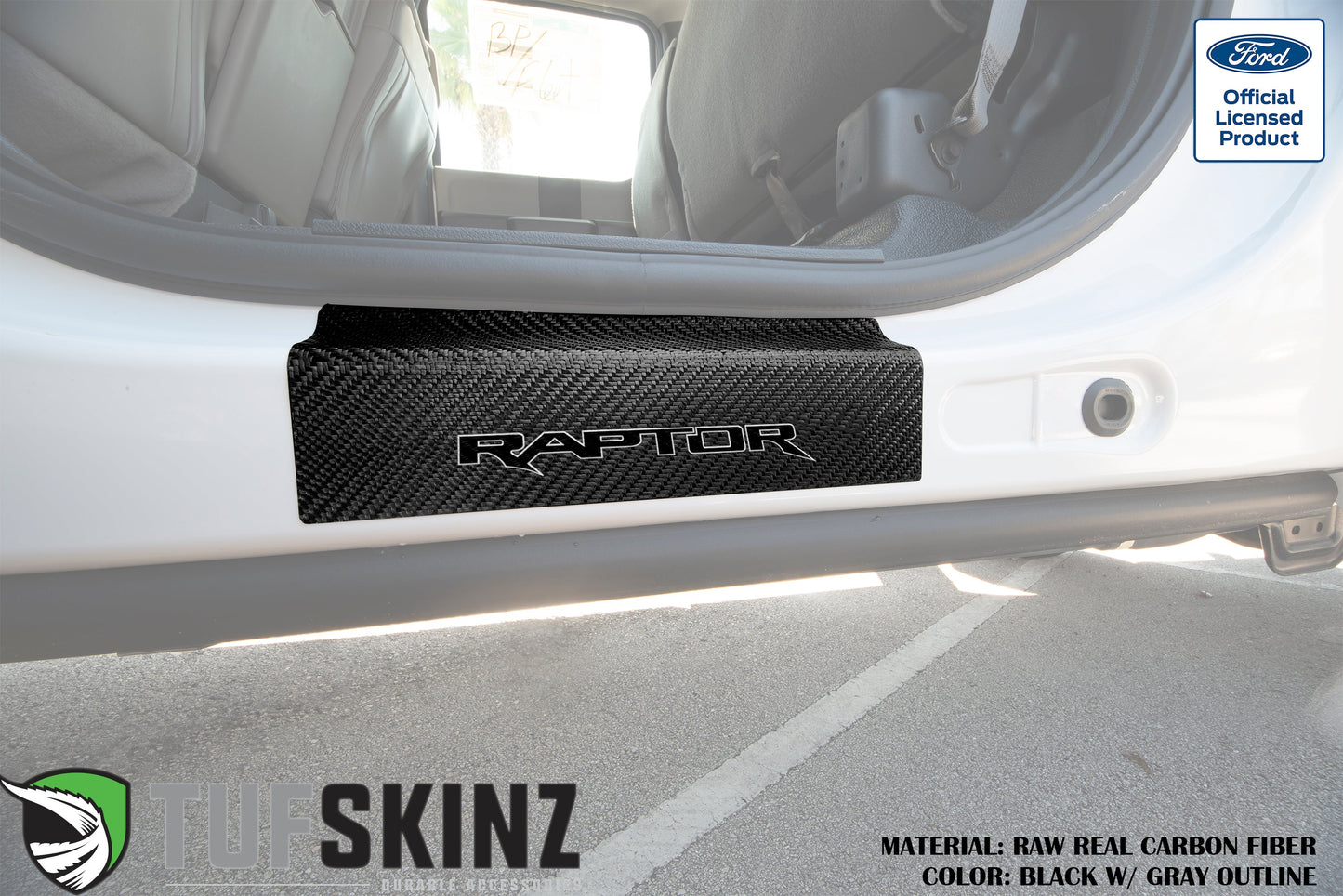 Door Sill Protection Overlays (Real Carbon Fiber) Fits 2015-2020 Ford F-150 by Tufskinz.com