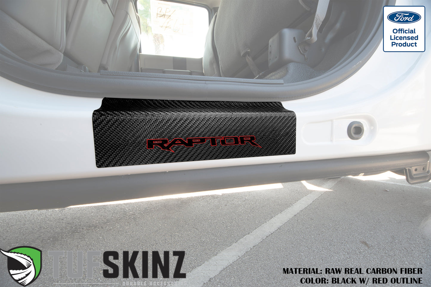 Door Sill Protection Overlays (Real Carbon Fiber) Fits 2015-2020 Ford F-150 by Tufskinz.com