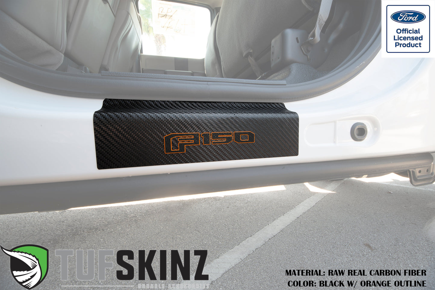Door Sill Protection Overlays (Real Carbon Fiber) Fits 2015-2020 Ford F-150 by Tufskinz.com