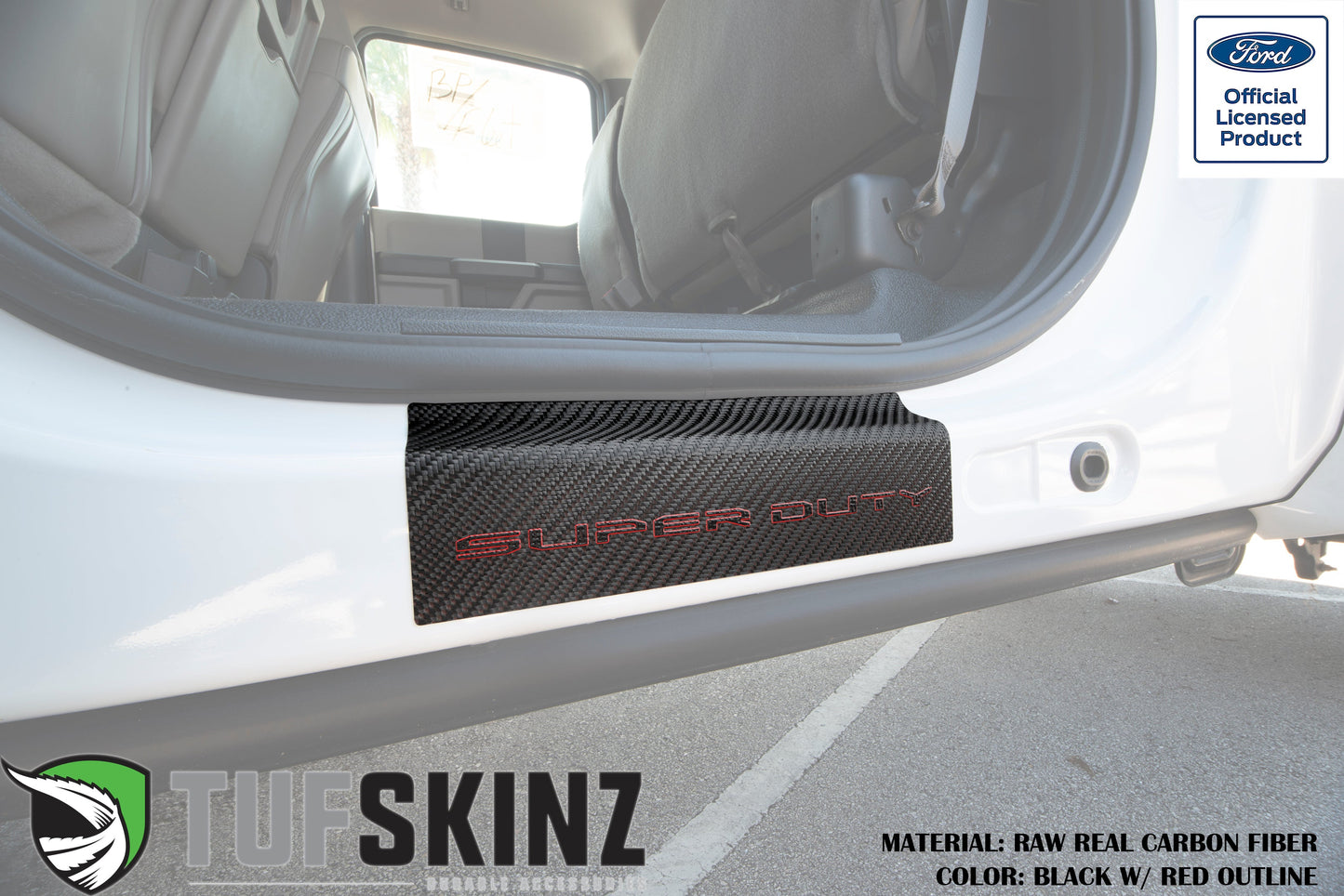 Door Sill Protection Overlays (Real Carbon Fiber) Fits 2017-2020 Ford Super Duty by Tufskinz.com