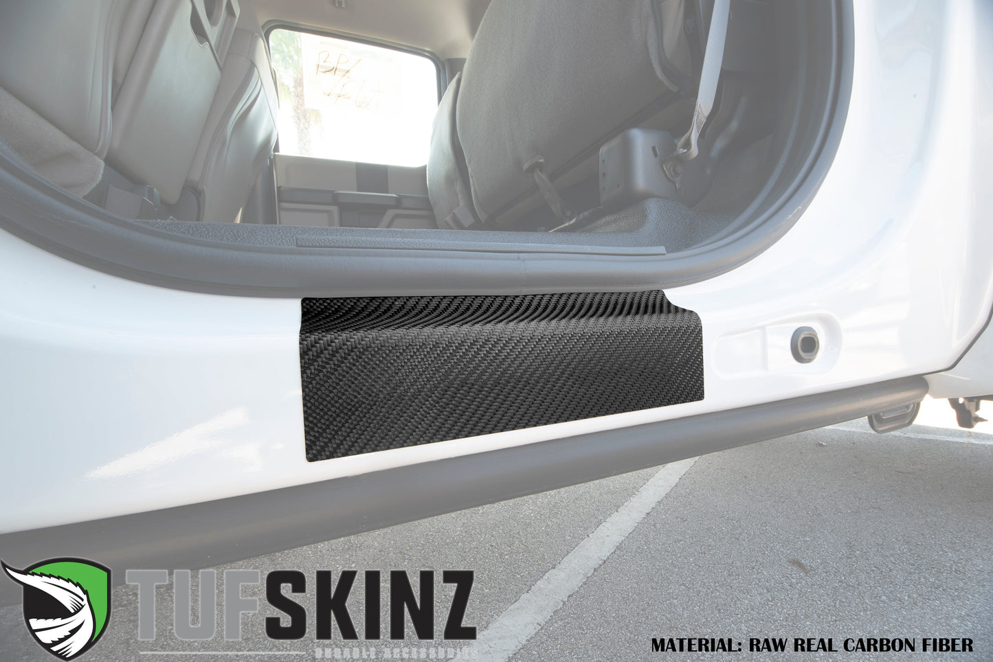 Door Sill Protection Overlays (Real Carbon Fiber) Fits 2017-2020 Ford Super Duty by Tufskinz.com