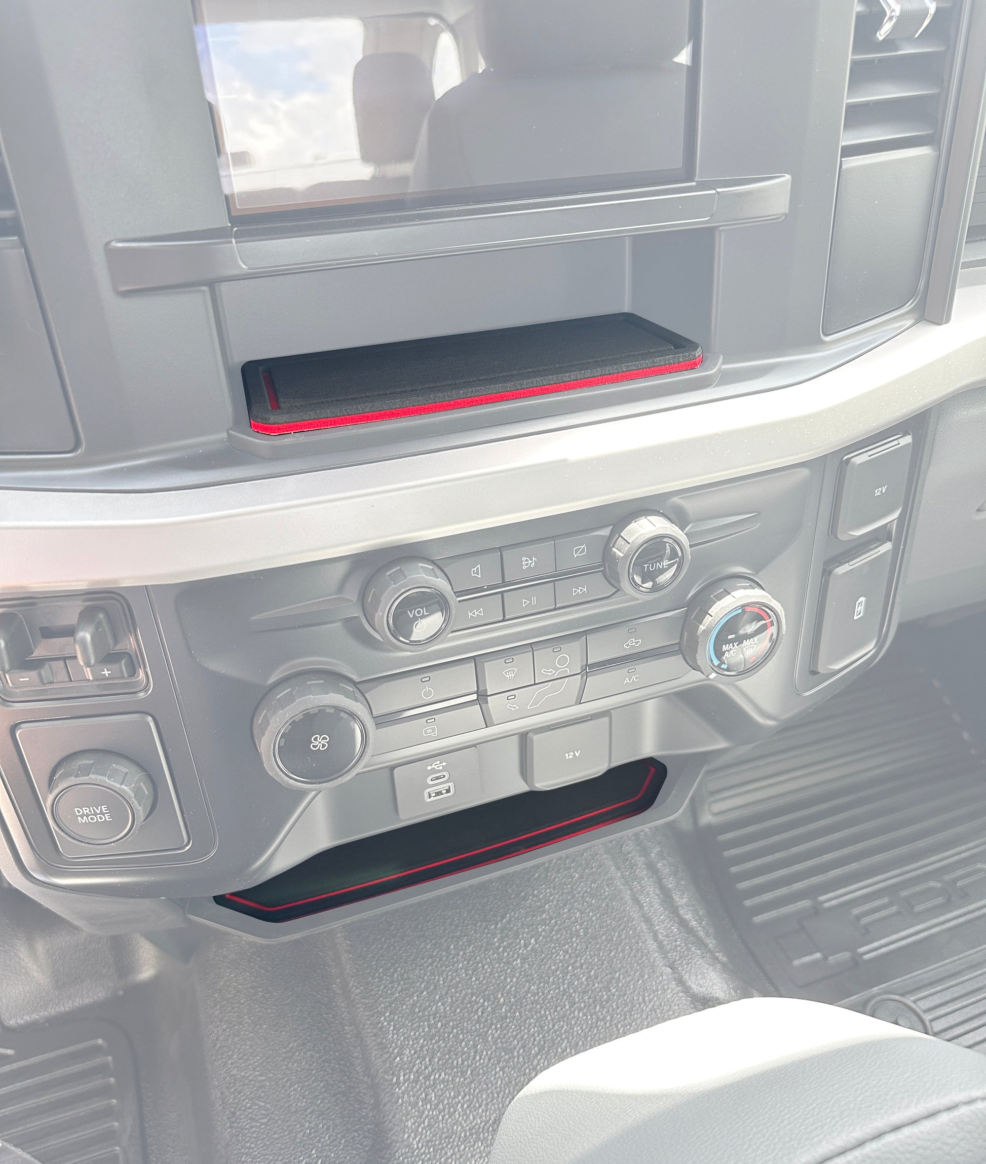 8" Display Screen Center Dash Cubby Foam Inserts Fits 2023-2026 Ford Super Duty by Tufskinz.com