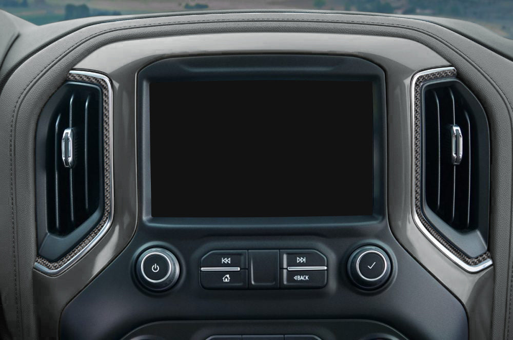 Center Dash A/C Vent Accent Overlays Fits 2019-2021 Chevrolet Silverado by Tufskinz.com