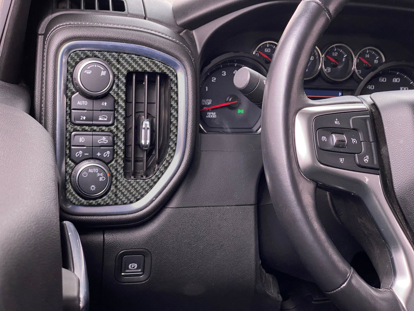 A/C Vent & Headlight Control Accent Overlays Fits 2019-2021 Chevrolet Silverado by Tufskinz.com