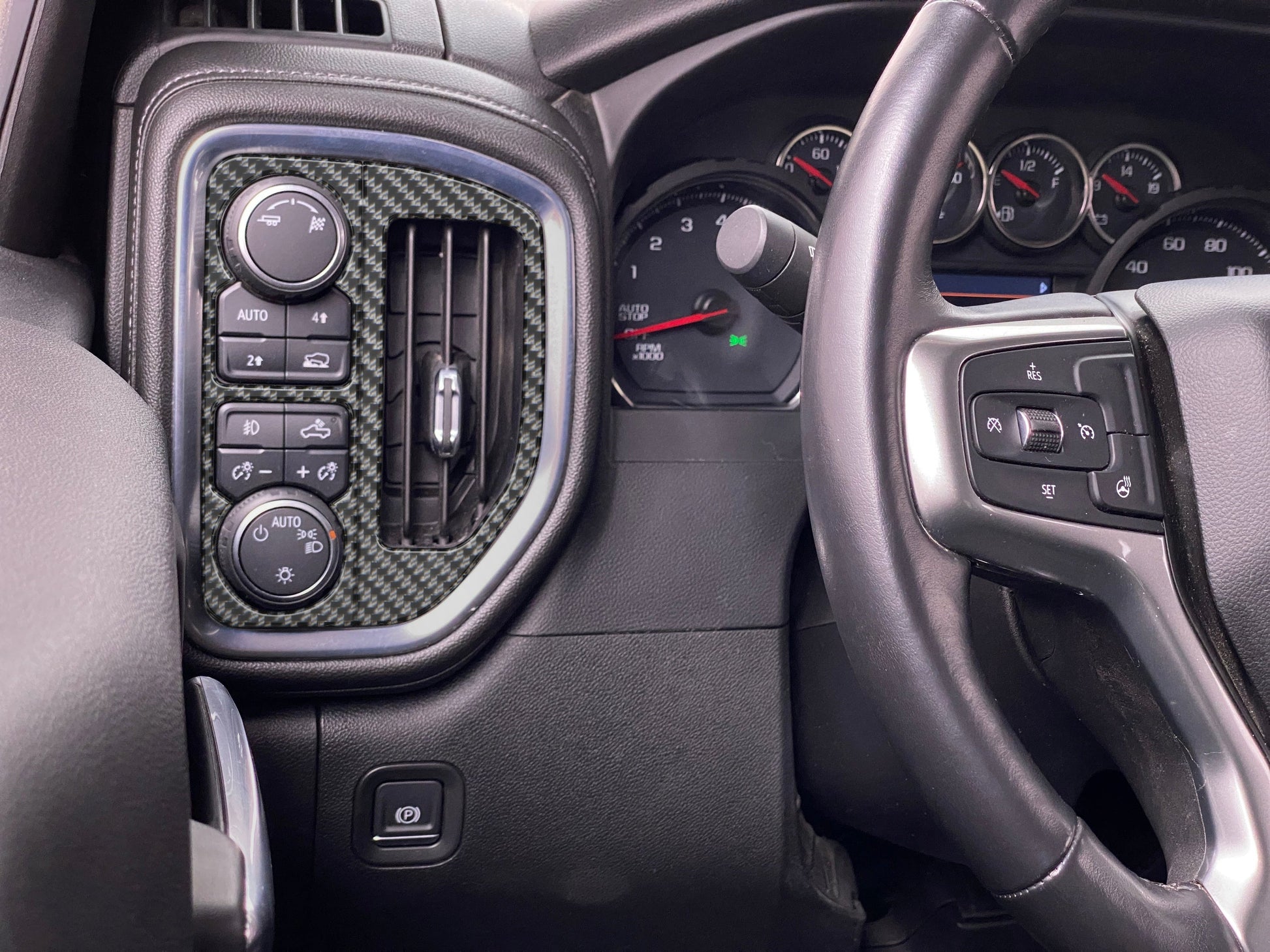 A/C Vent & Headlight Control Accent Overlays Fits 2019-2021 Chevrolet Silverado by Tufskinz.com