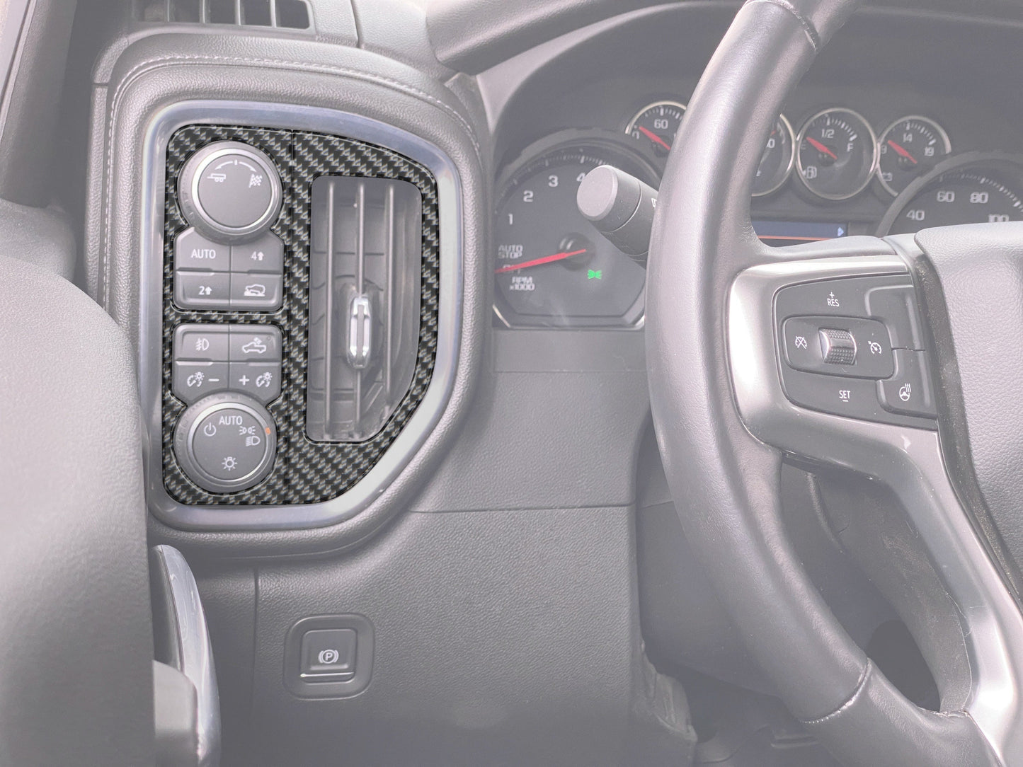 A/C Vent & Headlight Control Accent Overlays Fits 2019-2021 Chevrolet Silverado by Tufskinz.com