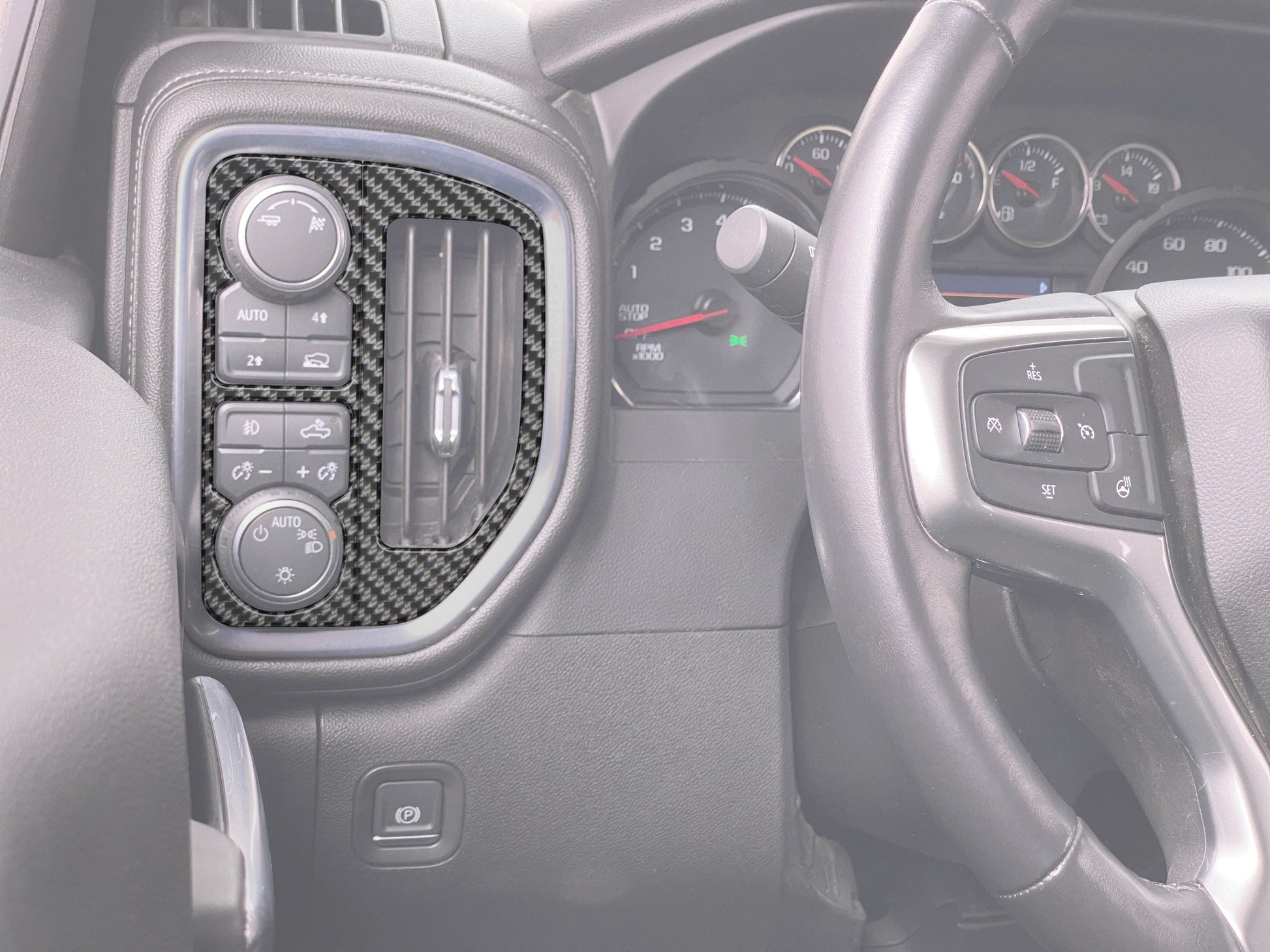 A/C Vent & Headlight Control Accent Overlays Fits 2019-2021 Chevrolet Silverado by Tufskinz.com