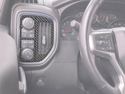 A/C Vent & Headlight Control Accent Overlays Fits 2019-2021 Chevrolet Silverado by Tufskinz.com