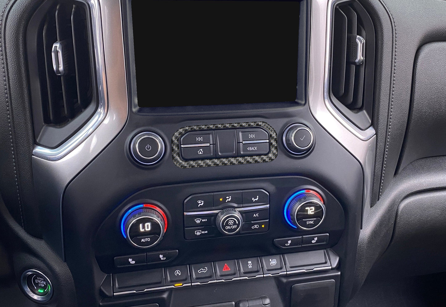 Center Dash Accent Overlay Fits 2019-2021 Chevrolet Silverado by Tufskinz.com