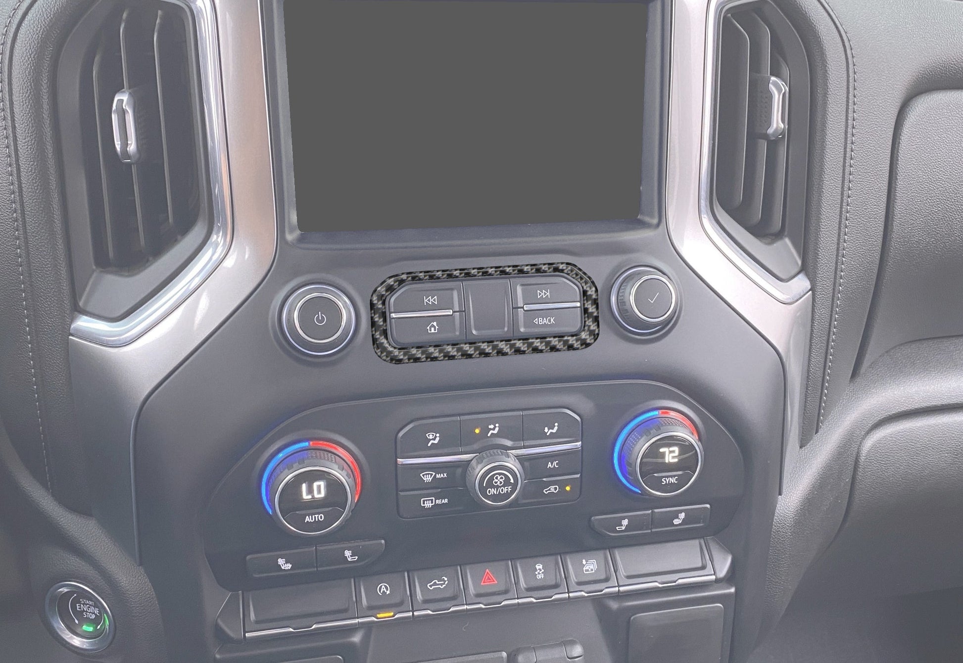 Center Dash Accent Overlay Fits 2019-2021 Chevrolet Silverado by Tufskinz.com