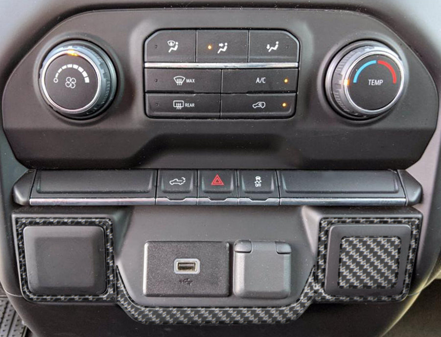 Lower Center Dash Accent Overlays 2019-2021 Chevrolet Silverado by Tufskinz.com