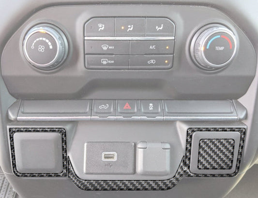 Lower Center Dash Accent Overlays 2019-2021 Chevrolet Silverado by Tufskinz.com