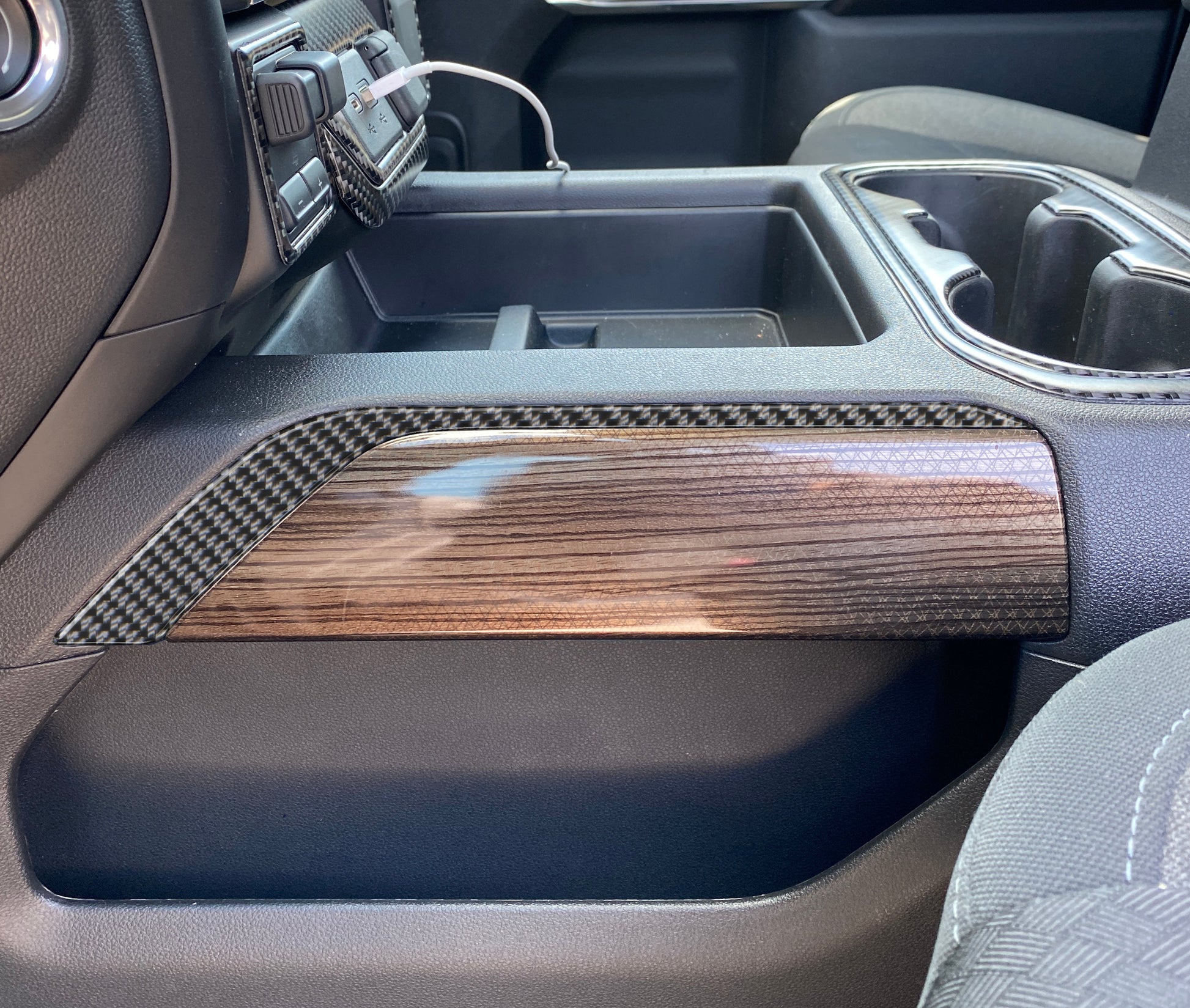 Center Console Accent Overlays Fits 2019-2021 Chevrolet Silverado by Tufskinz.com
