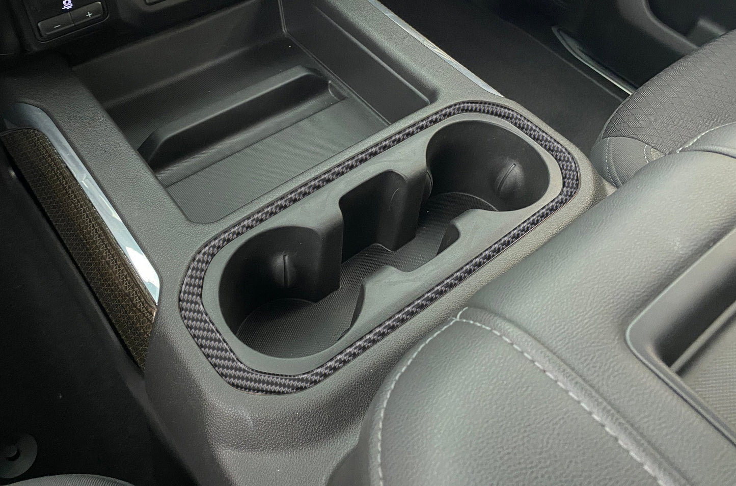 Center Console Cupholder Surround Accent Overlay Fits 2019-2021 Chevrolet Silverado by Tufskinz.com
