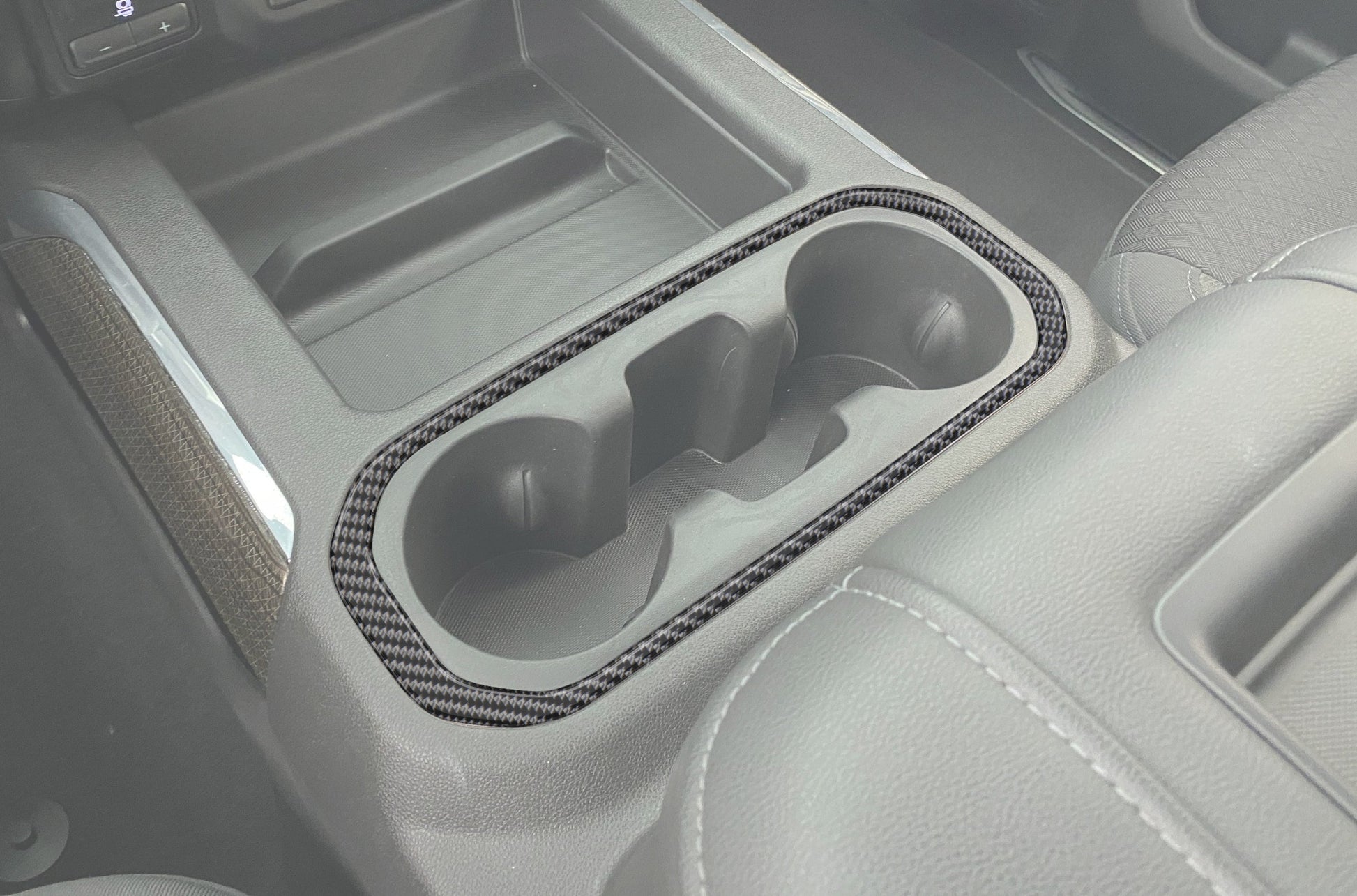 Center Console Cupholder Surround Accent Overlay Fits 2019-2021 Chevrolet Silverado by Tufskinz.com