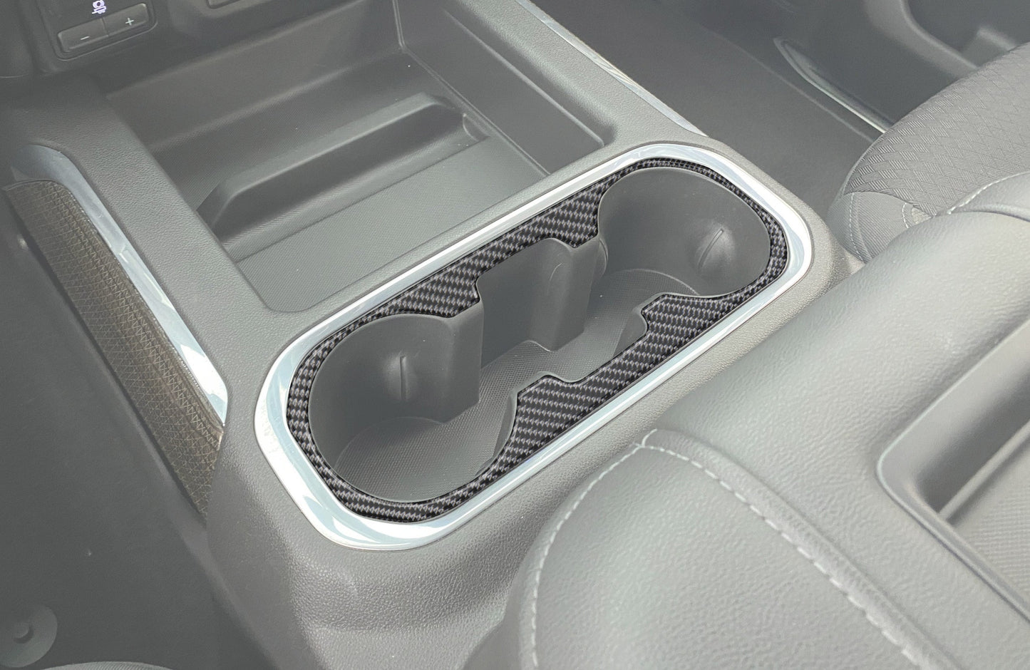 Center Console Cupholder Accent Overlay Fits 2019-2021 Chevrolet Silverado by Tufskinz.com