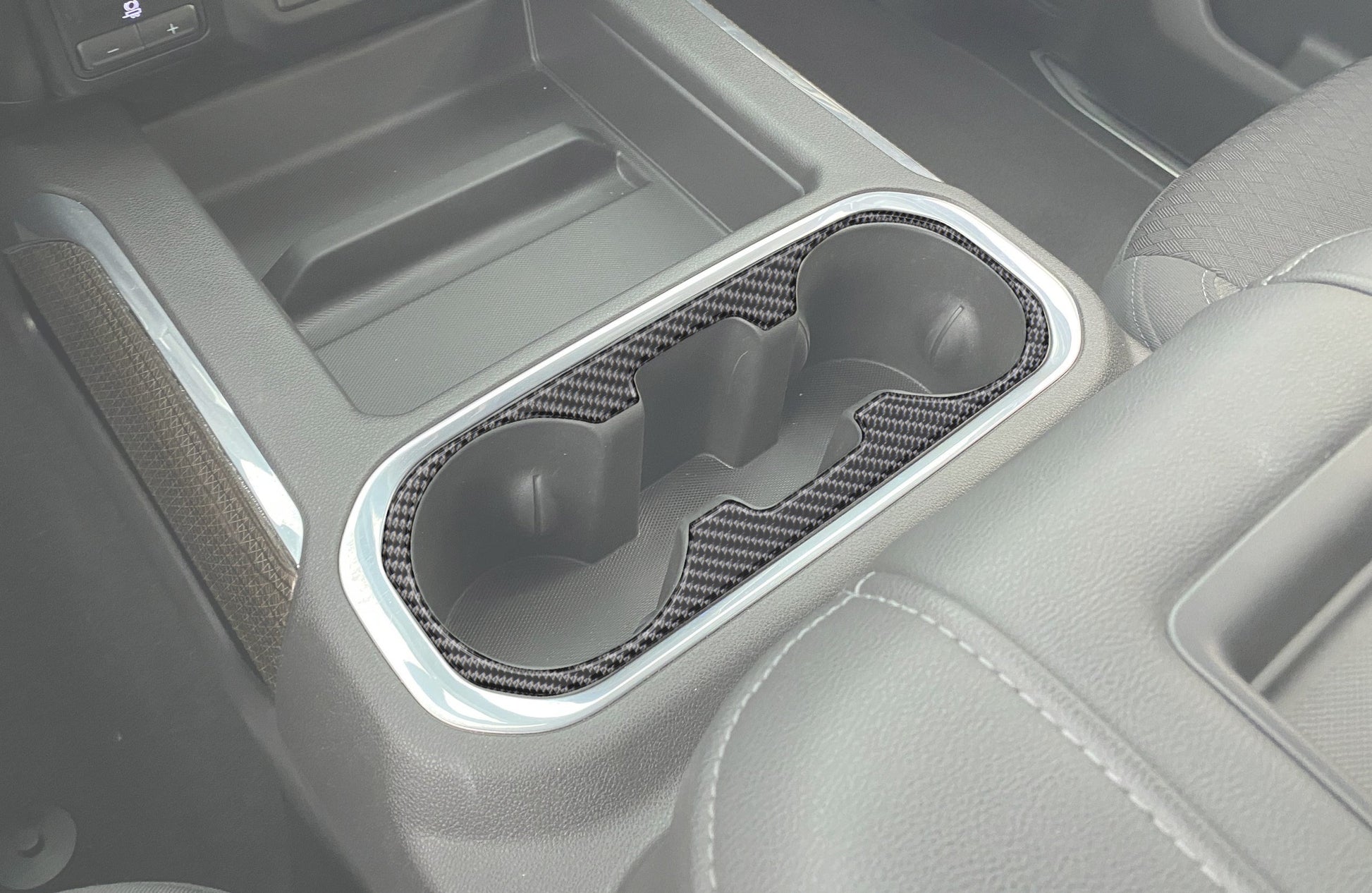Center Console Cupholder Accent Overlay Fits 2019-2021 Chevrolet Silverado by Tufskinz.com