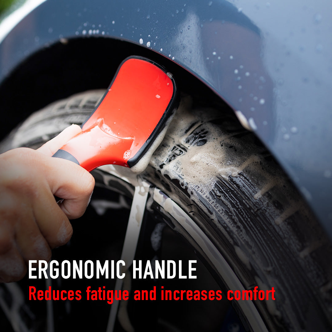 Soft Grip Heavy Duty Tire Brush with Short Handle by MaxshineUSA