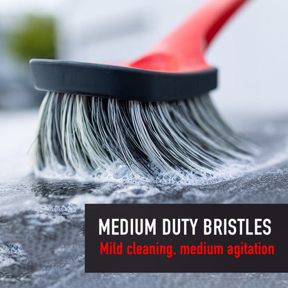 Soft Grip Medium Duty Wheel Cleaning Brush with Long Handle by MaxshineUSA