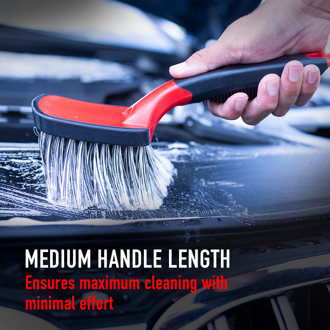 Soft Grip Light Duty Rim Cleaning Brush with Medium Handle by MaxshineUSA