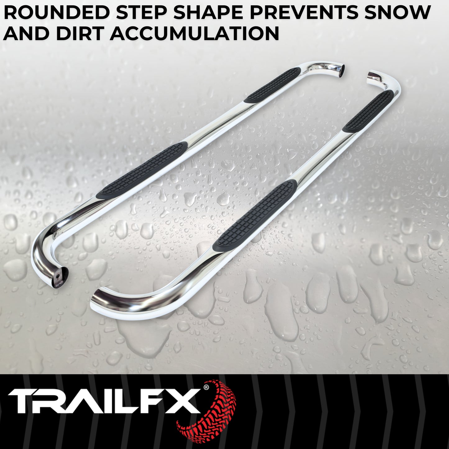 3 Inch Round Bent Pol Stainless Steel Without End Caps Rocker Panel Mount by TrailFX