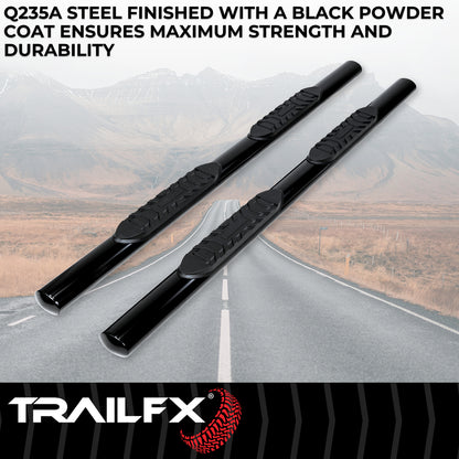 4 Inch Oval Straight Powder Coated Black Mild Steel Rocker Panel Mount by TrailFX