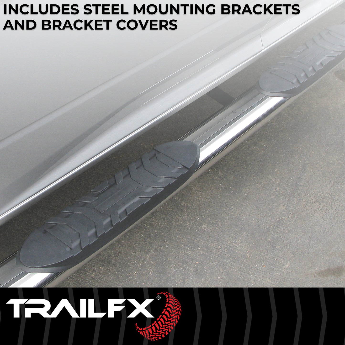 4 Inch Oval Straight Pol Stainless Steel Rocker Panel Mount by TrailFX