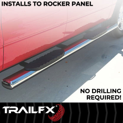 4 Inch Oval Straight Pol Stainless Steel Rocker Panel Mount by TrailFX