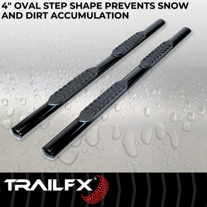4 Inch Oval Straight Powder Coated Black Mild Steel Rocker Panel Mount by TrailFX