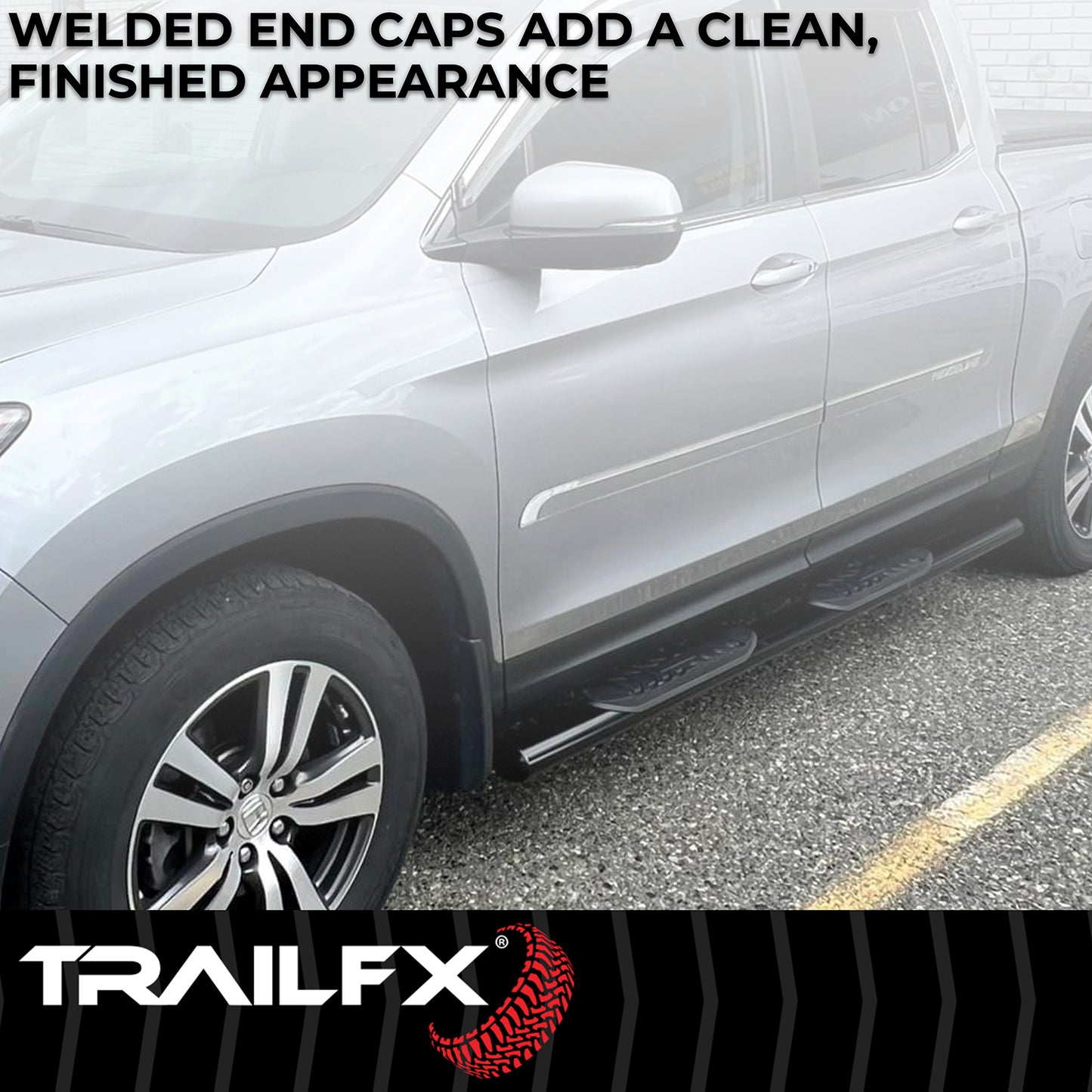 4 Inch Oval Straight Powder Coated Black Mild Steel Rocker Panel Mount by TrailFX