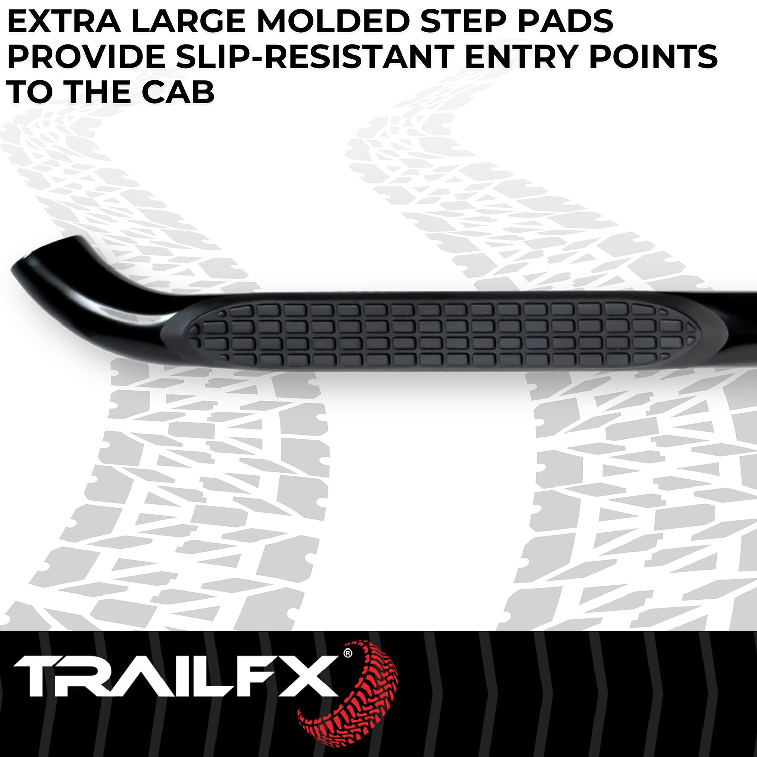 3 Inch Round Bent Powder Coated Black Steel Without End Caps Rocker Panel Mount by TrailFX