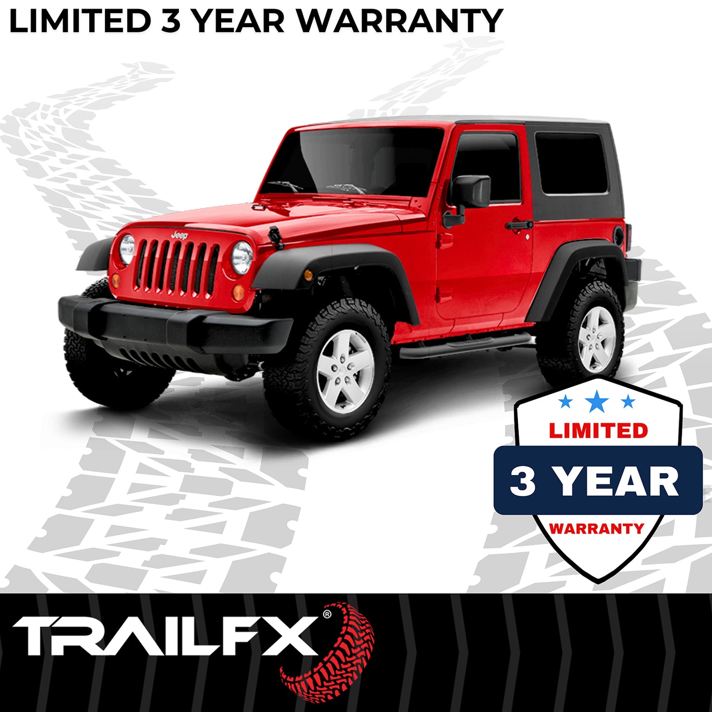 3 Inch Round Bent Textured Black Steel Without End Caps Frame Body Mount Bolts by TrailFX