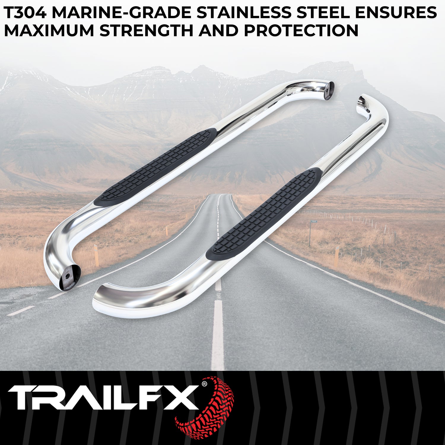 3 Inch Round Bent Pol Stainless Steel Without End Caps Frame Body Mount Bolts by TrailFX