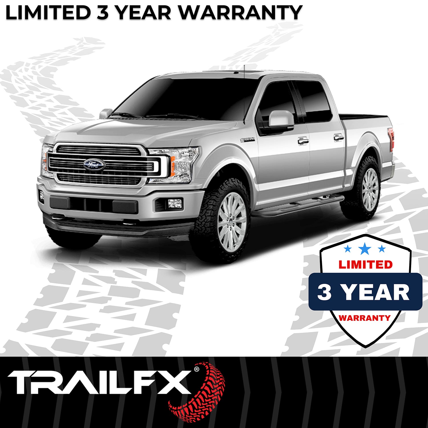 3 Inch Round Bent 60 Degree Pwdr Ctd Black Steel W/O End Caps Rocker Panel Mount by TrailFX