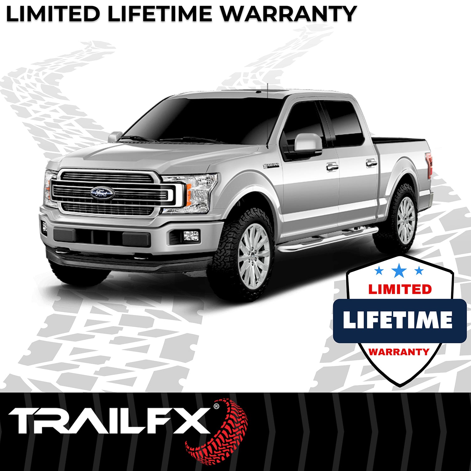 3 Inch Round Bent 60 Degree Pol Stainless Steel W/O End Caps Rocker Panel Mount by TrailFX