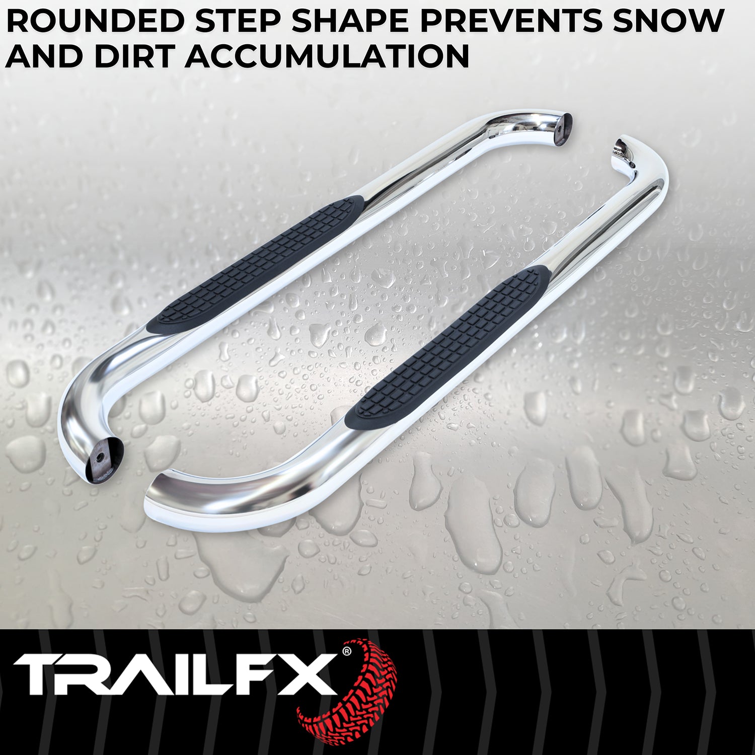 3 Inch Round Bent 60 Degree Pol Stainless Steel W/O End Caps Rocker Panel Mount by TrailFX