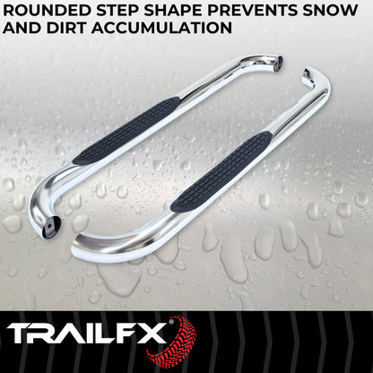 3 Inch Round Bent 60 Degree Pol Stainless Steel W/O End Caps Rocker Panel Mount by TrailFX