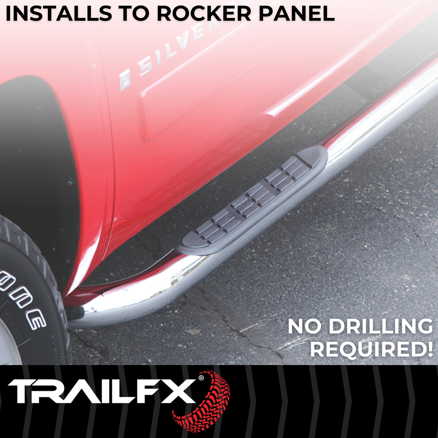 3 Inch Round Bent 60 Degree Pol Stainless Steel W/O End Caps Rocker Panel Mount by TrailFX