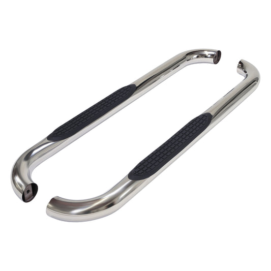 3 Inch Round Bent Pol Stainless Steel Without End Caps Rocker Panel Mount by TrailFX