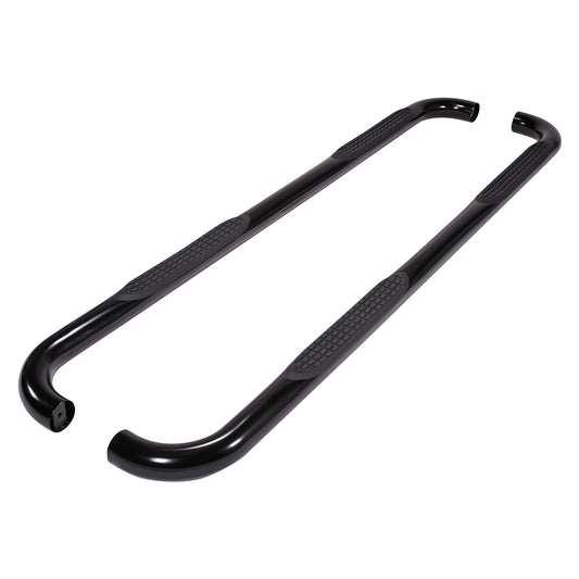 3 Inch Round Bent Pwdr Ctd Black Steel Plastic End Caps Rocker Panel Mount by TrailFX